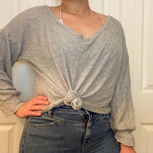 Grey Long-sleeve Waffle Style